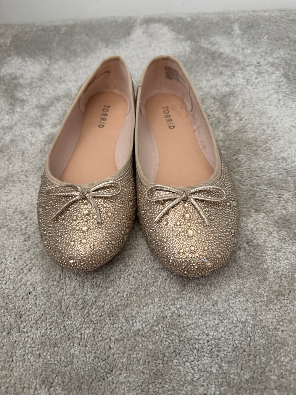torrid gold rhinestone bow ballet flats